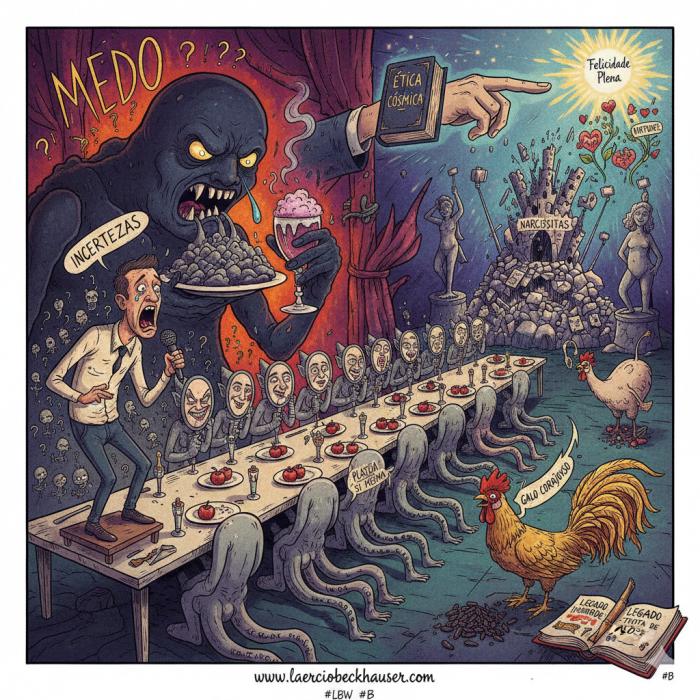 Humor filosófico, exageros cósmicos e verdades que doem mais que o espelho