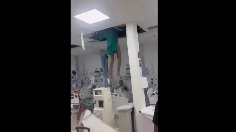 Homem tenta fugir pela ventilação do hospital e acaba por cair pelo teto