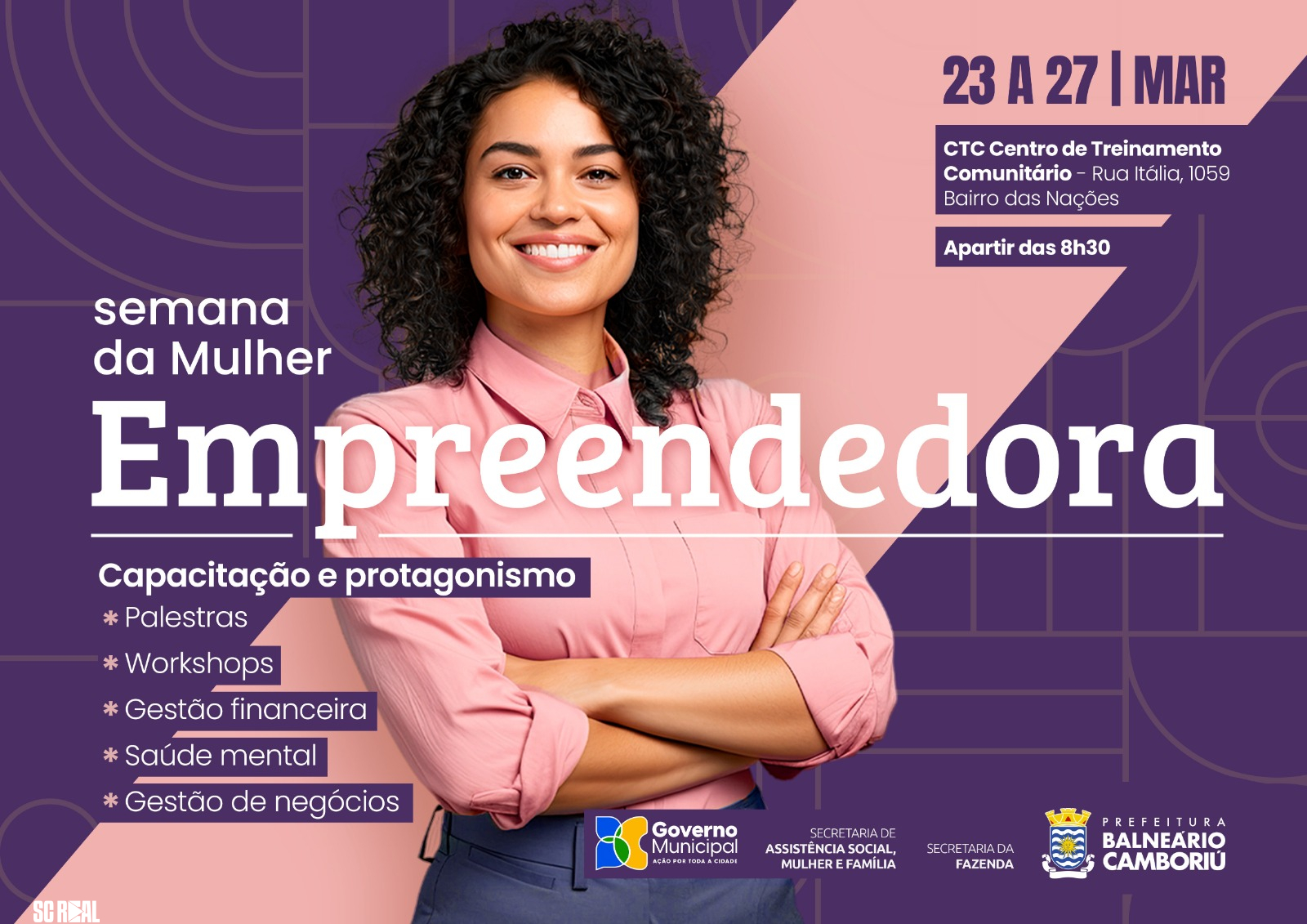 Semana da Mulher Empreendedora, em BC, começa nesta segunda-feira (23)
